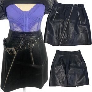 Black leather mini skirt